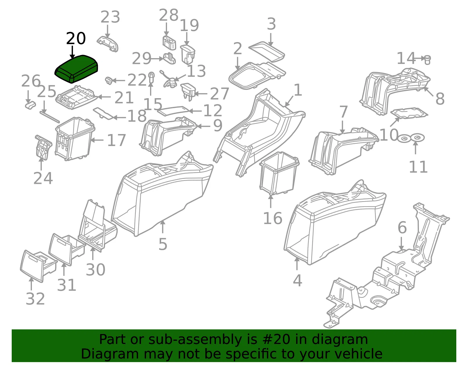 Console Armrest - Volvo (30616571) - view 3