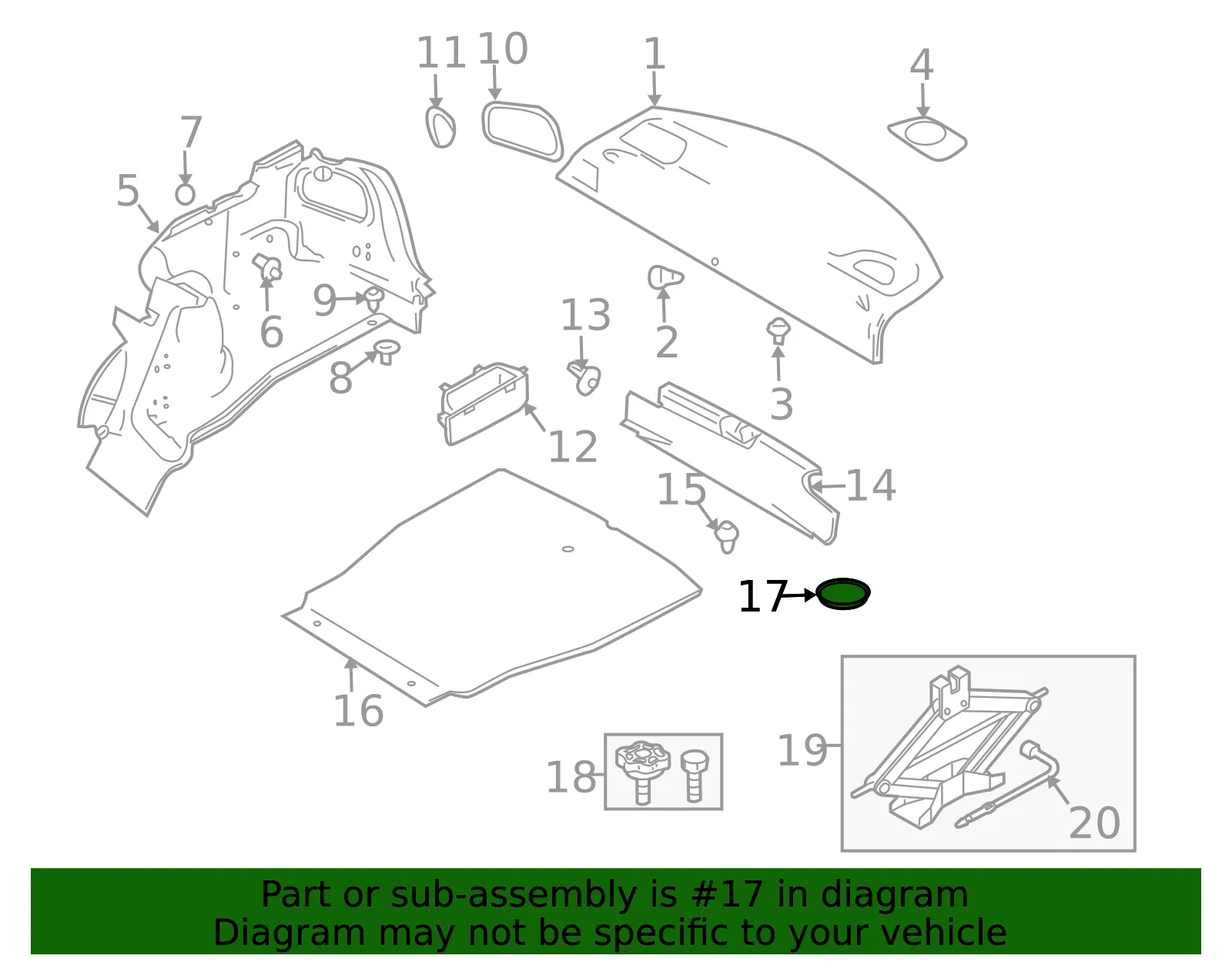 Trunk Trim Panel Spacer - Volvo (30630239) - view 2
