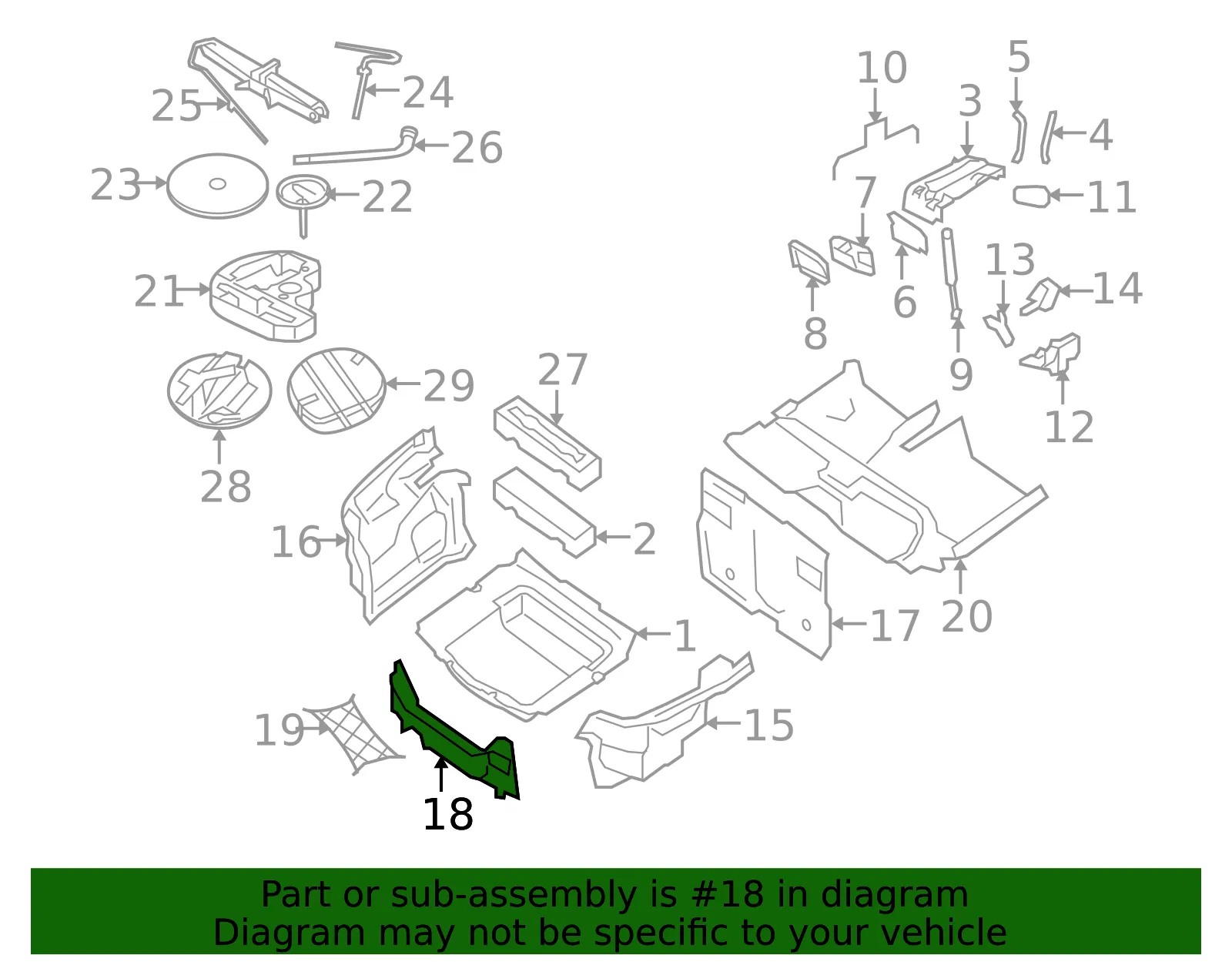 Trunk Trim Panel - Volvo (30633984) - view 2