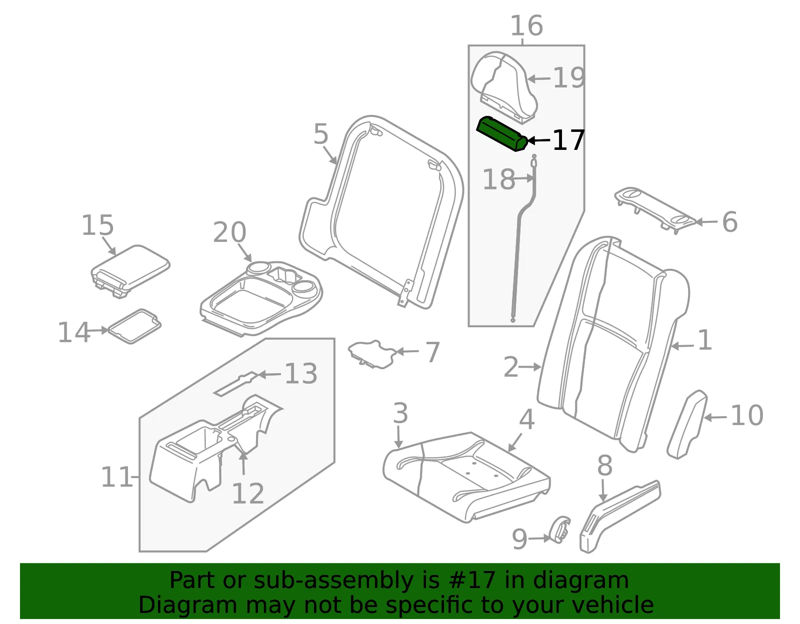 Headrest Pad Cap - Volvo (30640139) - view 3