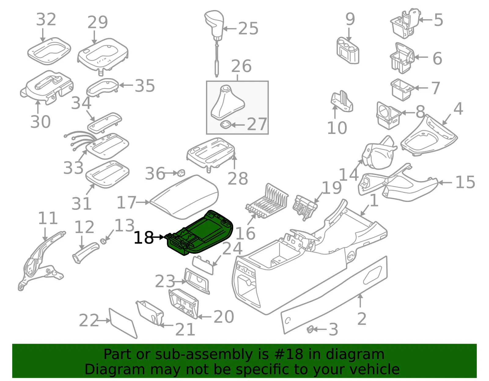 Console Armrest Cover - Volvo (30643285) - view 3