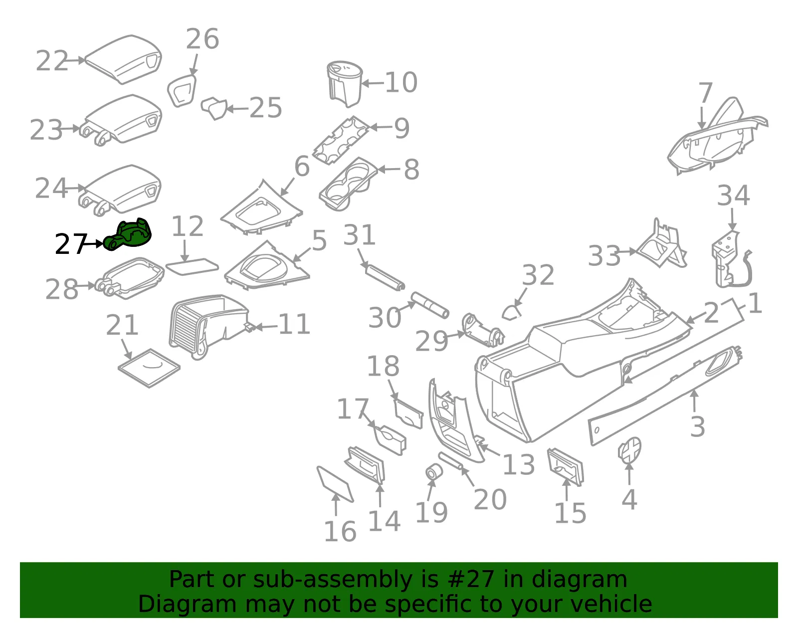 Console Cup Holder - Volvo (30643522) - view 2