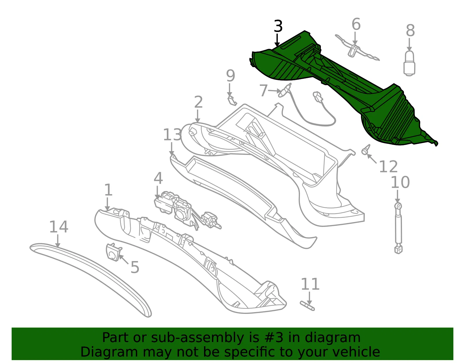 Glove Box Bracket - Volvo (30643875) - view 2