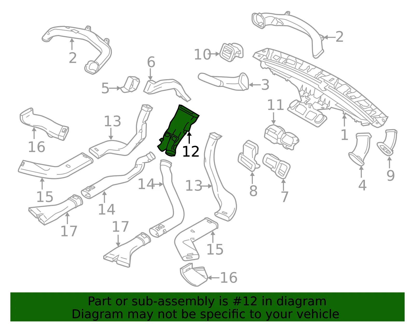 Instrument Panel Air Duct - Volvo (30648754) - view 2