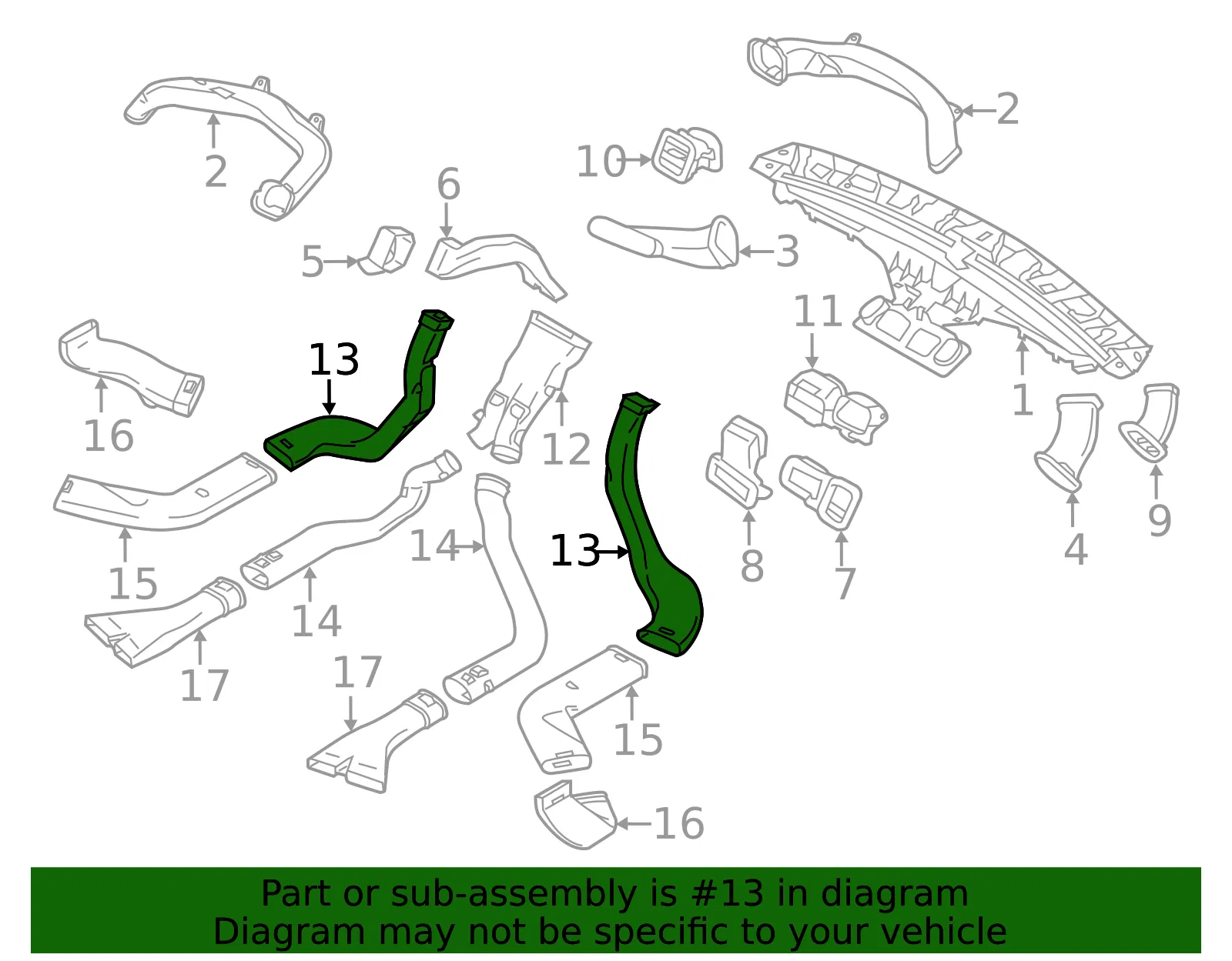 Instrument Panel Air Duct - Volvo (30648755) - view 2