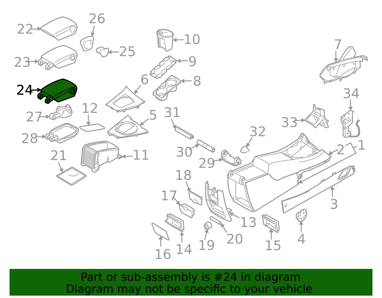 Console Lid - Volvo (30676212) - view 2
