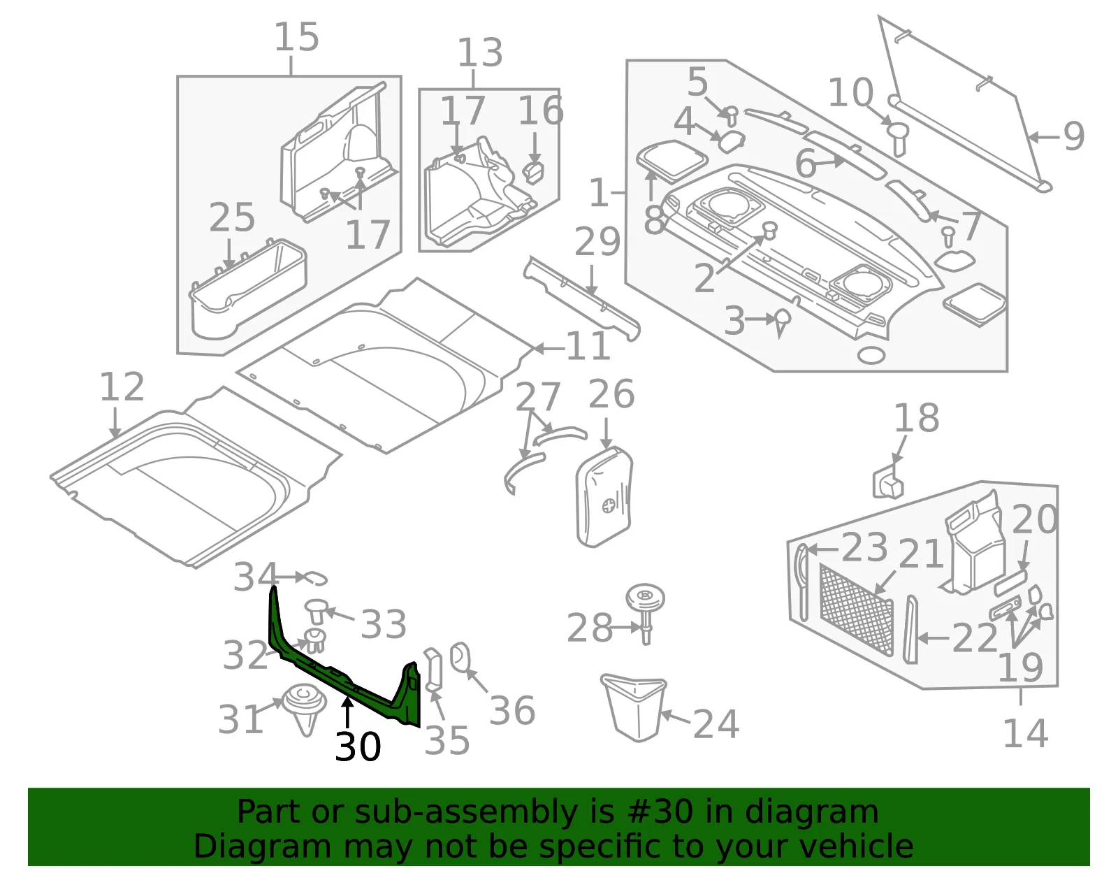 Trunk Trim Panel - Volvo (30754445) - view 2