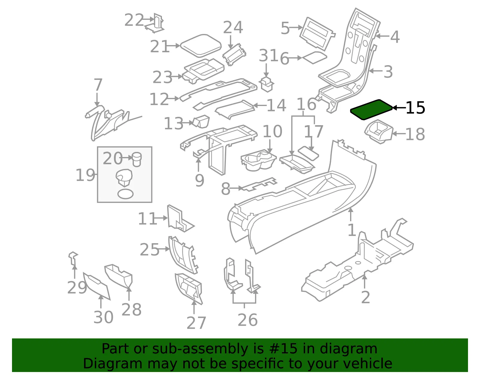Console Mat - Volvo (30755128) - view 2