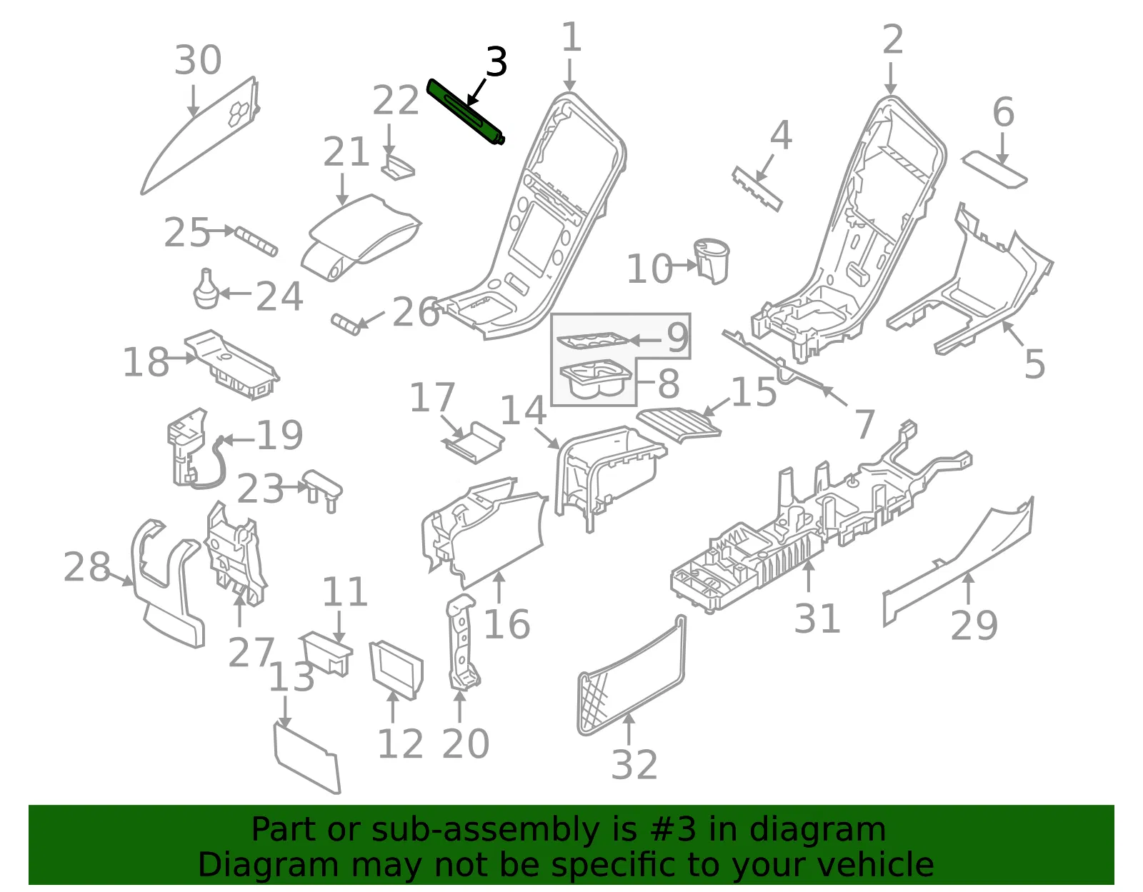 Console Trim Panel Cap - Volvo (30755359) - view 2
