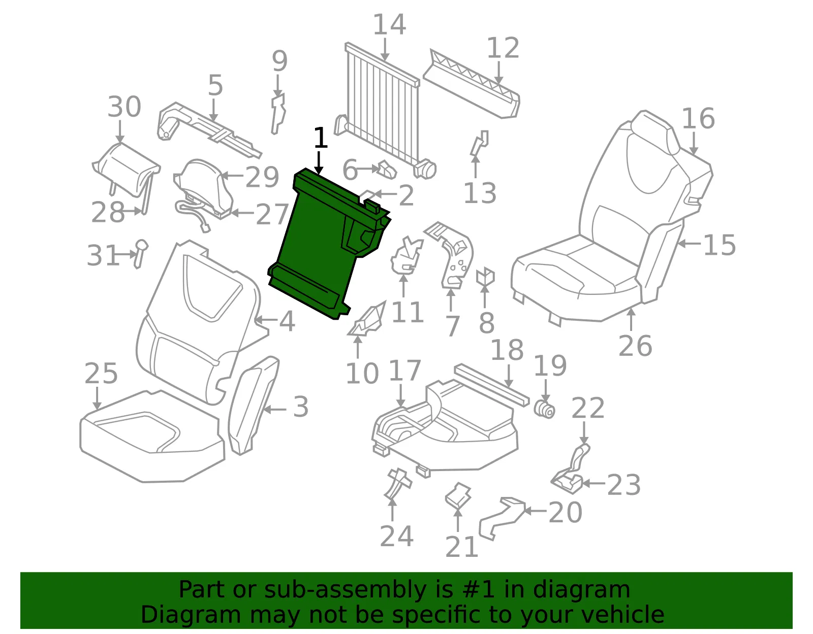 Seat Back Frame - Driver's Side (LH) - Volvo (30767809) - view 2