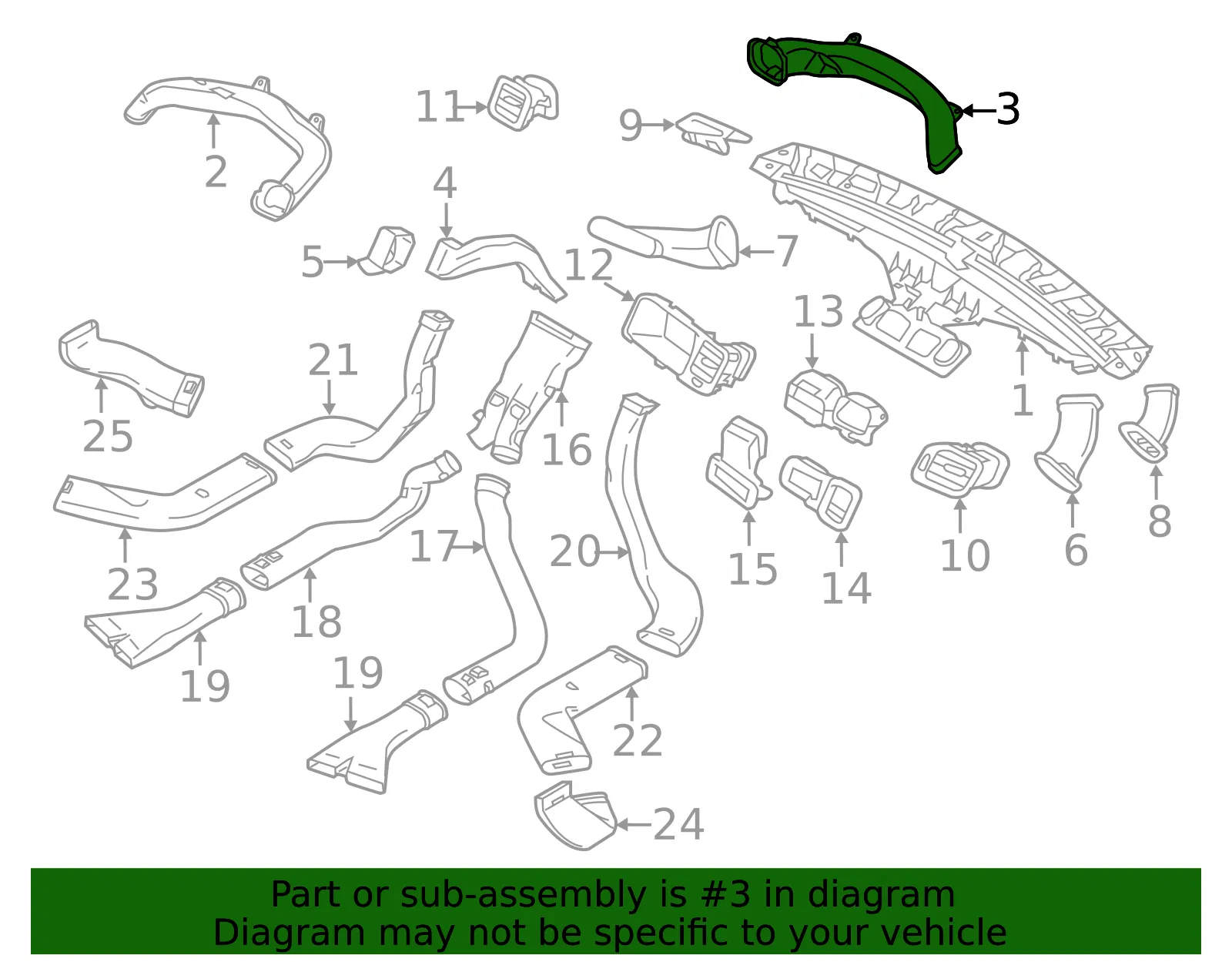 Instrument Panel Air Duct - Volvo (30791691) - view 2