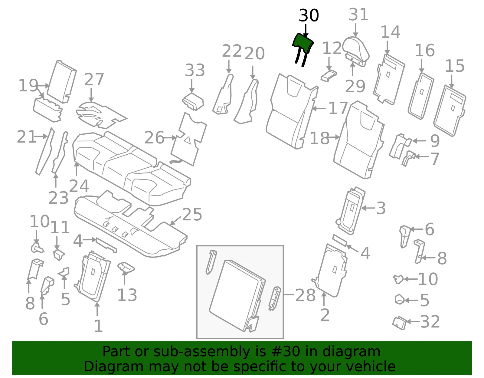 Headrest - Volvo (31263808) - view 2