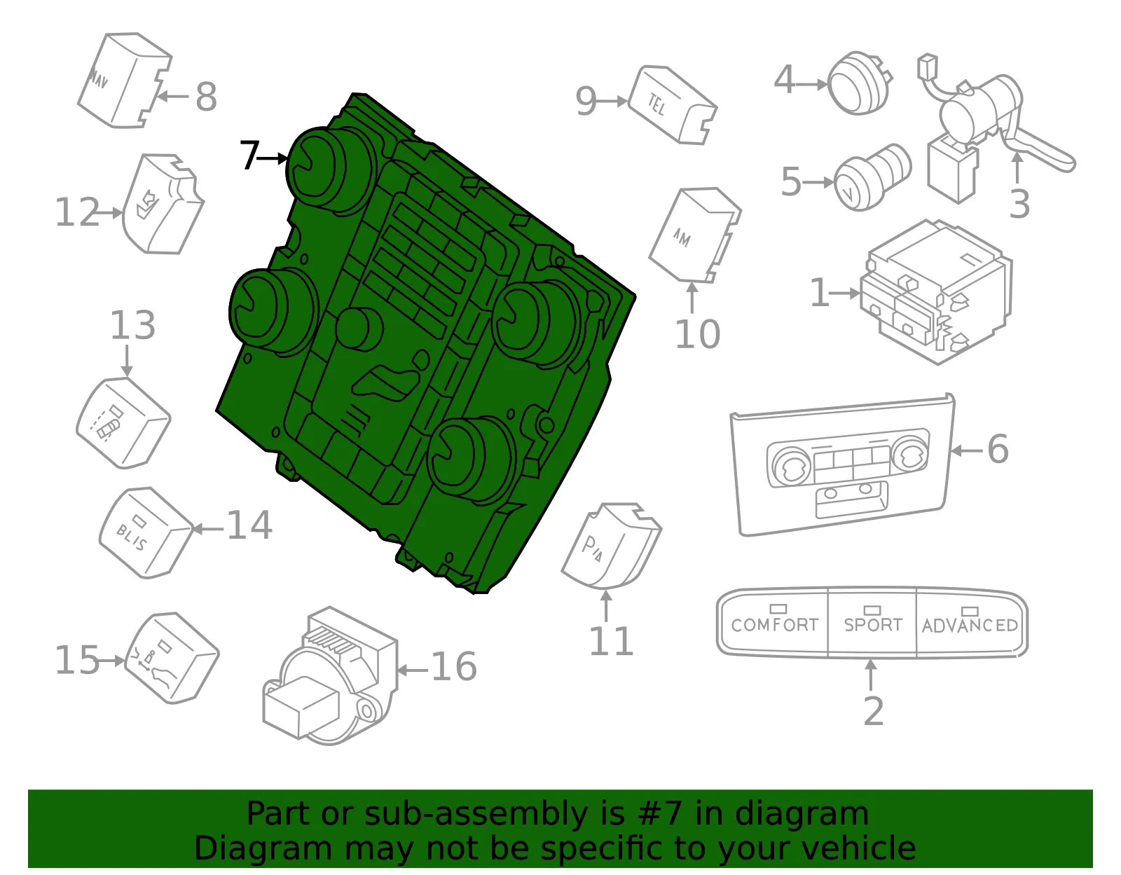 Dash Control Unit - Volvo (31288317) - view 2