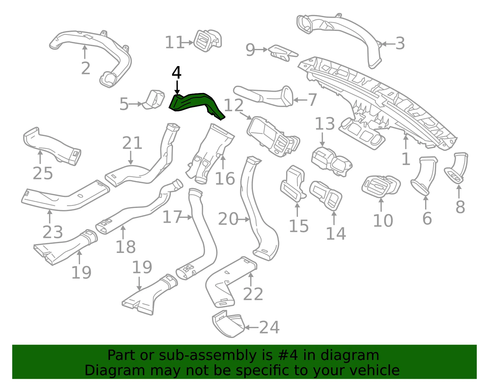 Instrument Panel Air Duct - Volvo (31291408) - view 2