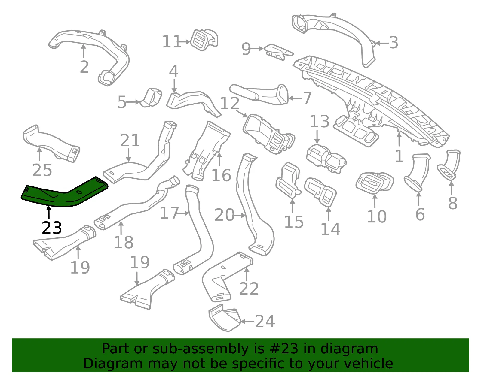 Instrument Panel Air Duct - Volvo (31332065) - view 2