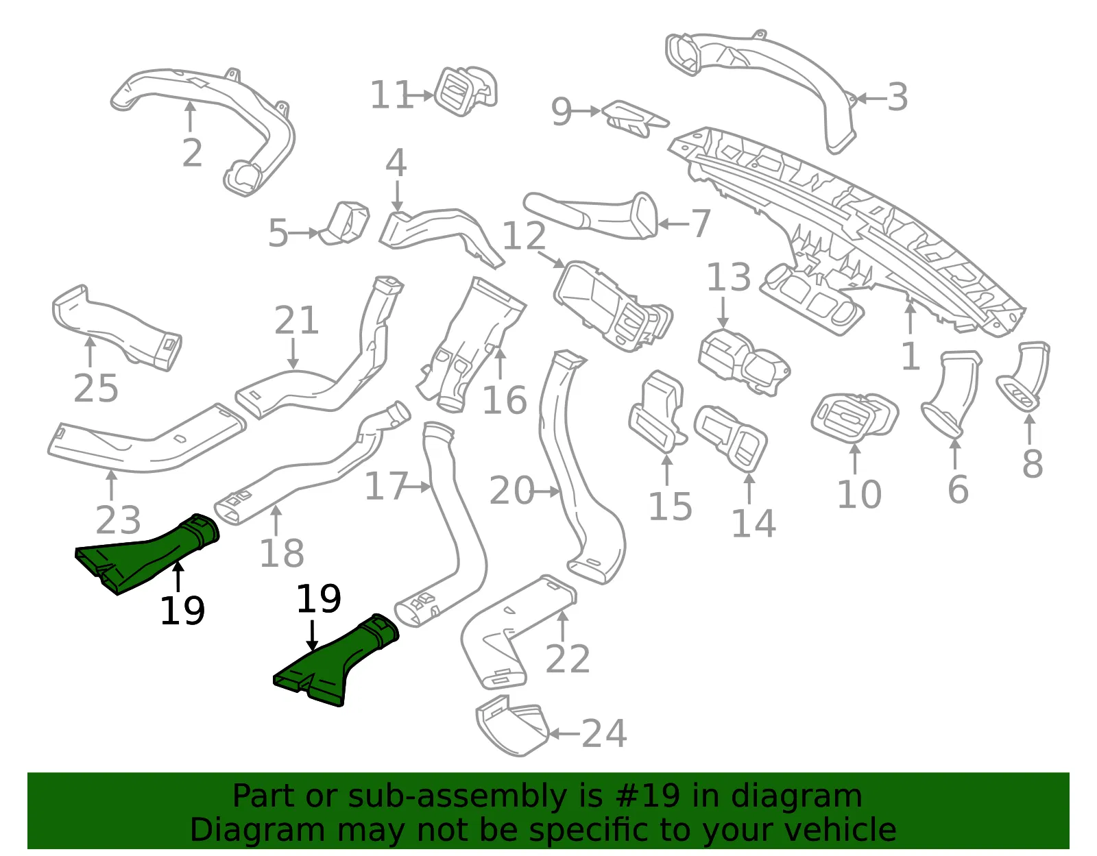 Instrument Panel Air Duct - Volvo (31332207) - view 2