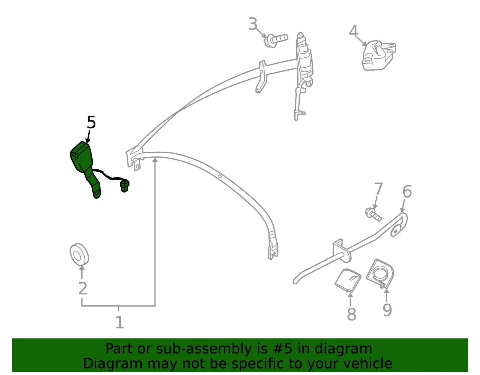 Buckle - Passenger Side (RH) - Volvo (31332732) - view 3