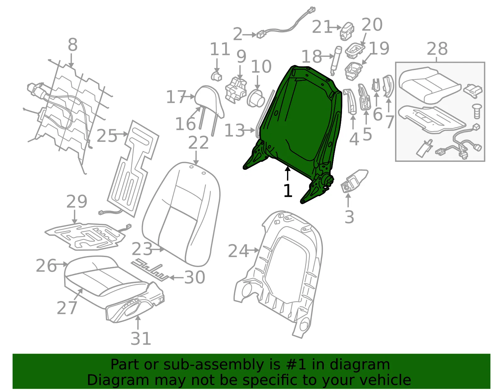 Seat Back Frame - Driver's Side (LH) - Volvo (31363808) - view 2