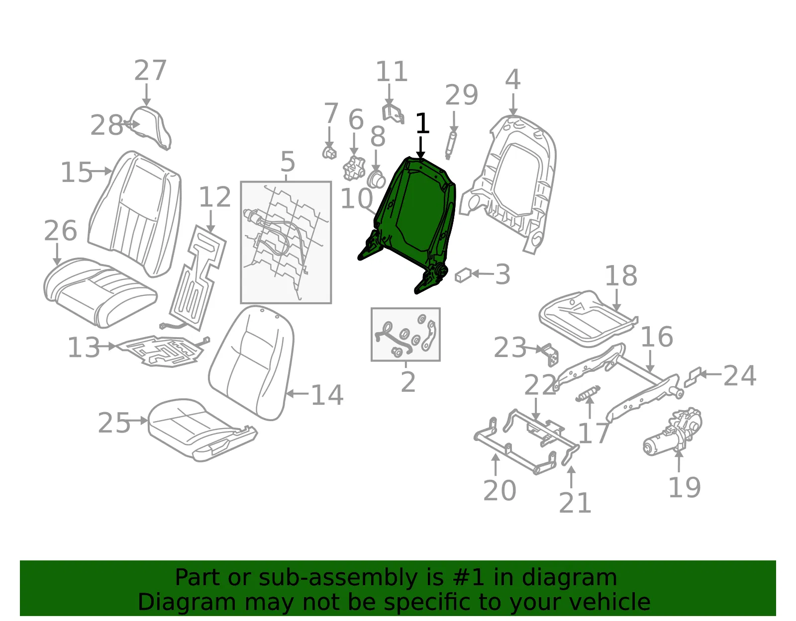 Seat Back Frame - Passenger Side (RH) - Volvo (31363814) - view 2