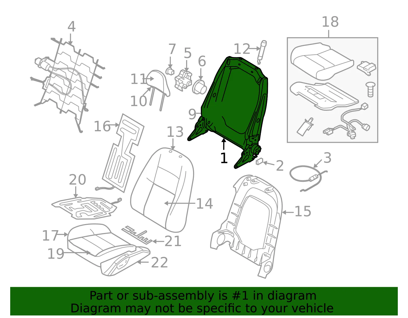 Seat Back Frame - Driver's Side (LH) - Volvo (31363815) - view 2