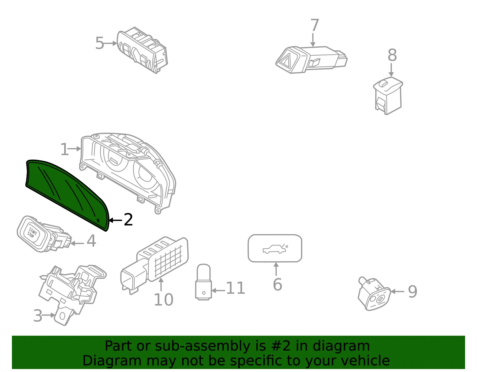 Instrument Panel Lens - Volvo (31365527) - view 2