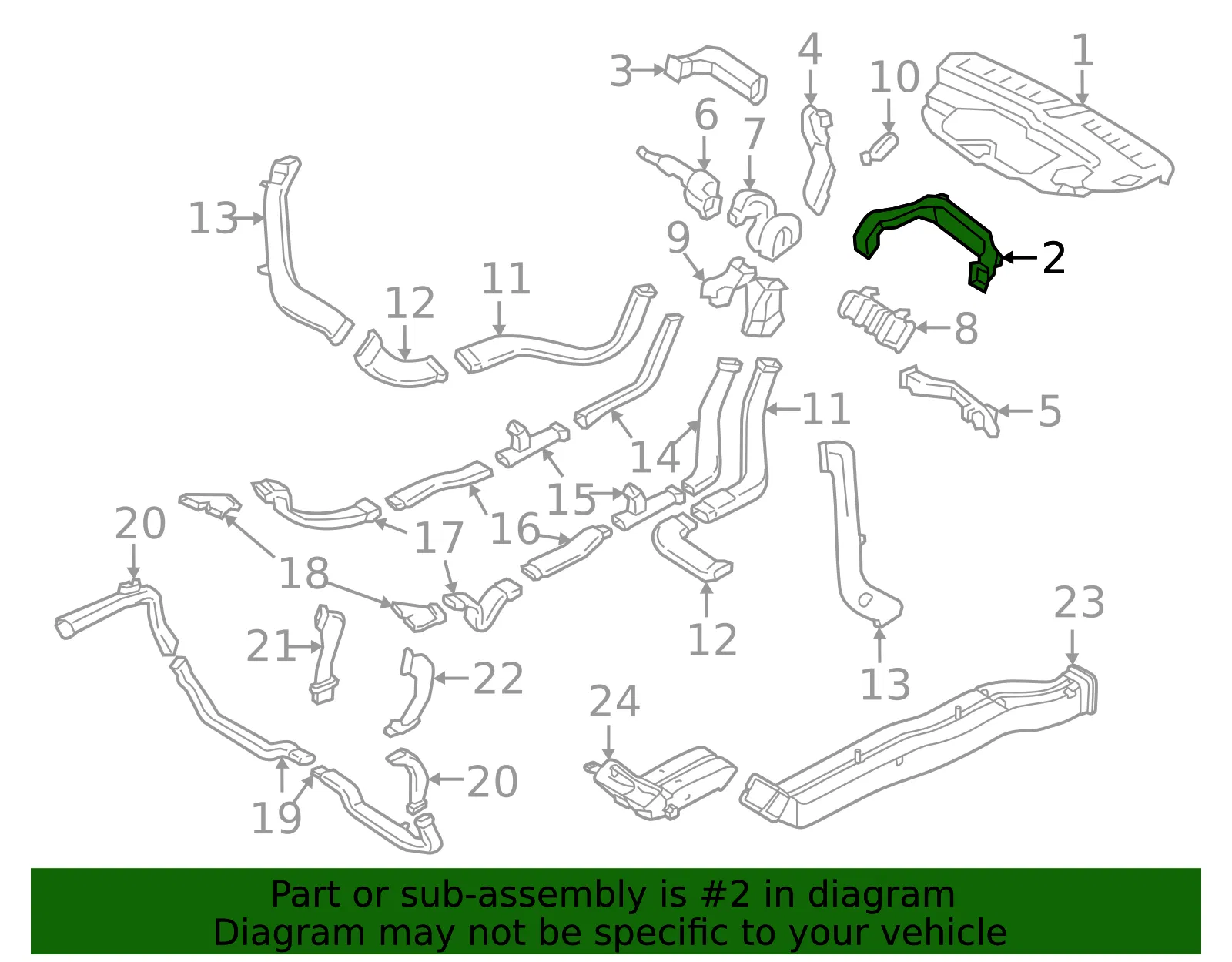 Instrument Panel Air Duct - Volvo (31366408) - view 2