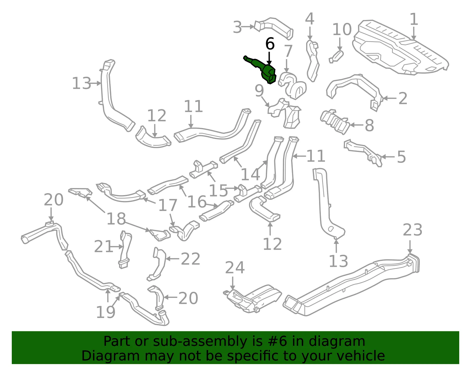 Instrument Panel Air Duct - Volvo (31366411) - view 2