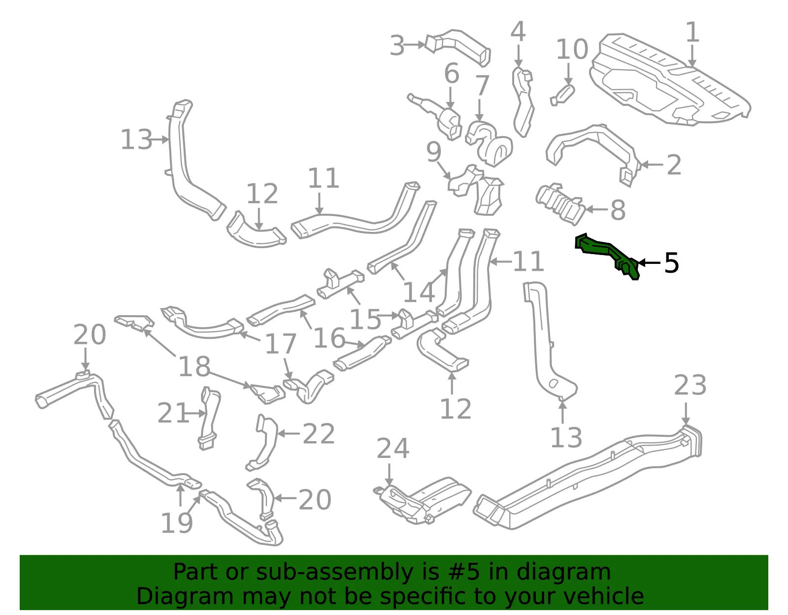Instrument Panel Air Duct - Volvo (31366412) - view 2
