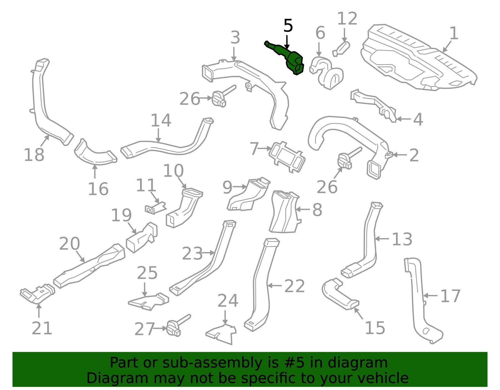 Instrument Panel Air Duct - Volvo (31366609) - view 2