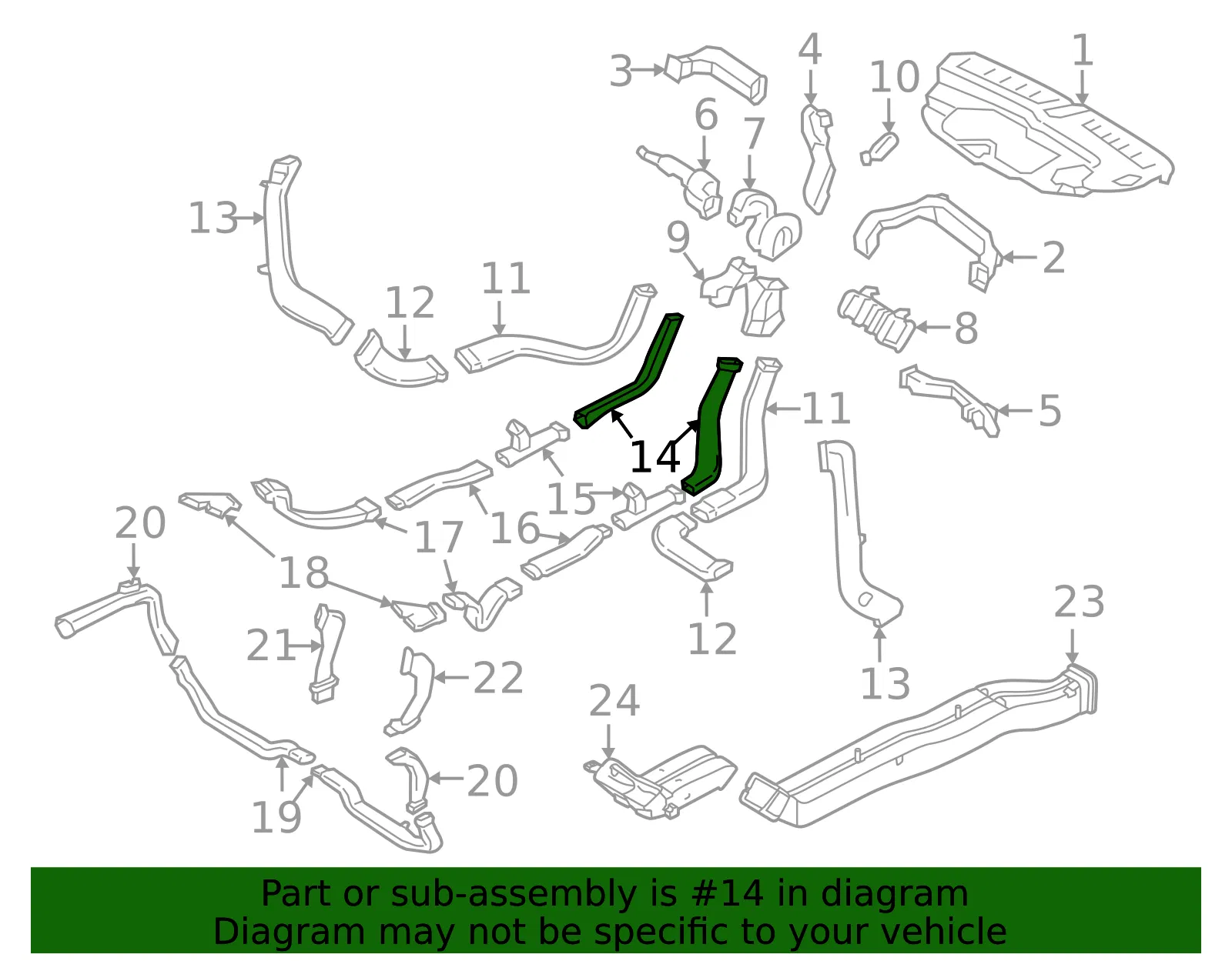 Instrument Panel Air Duct - Volvo (31369366) - view 2
