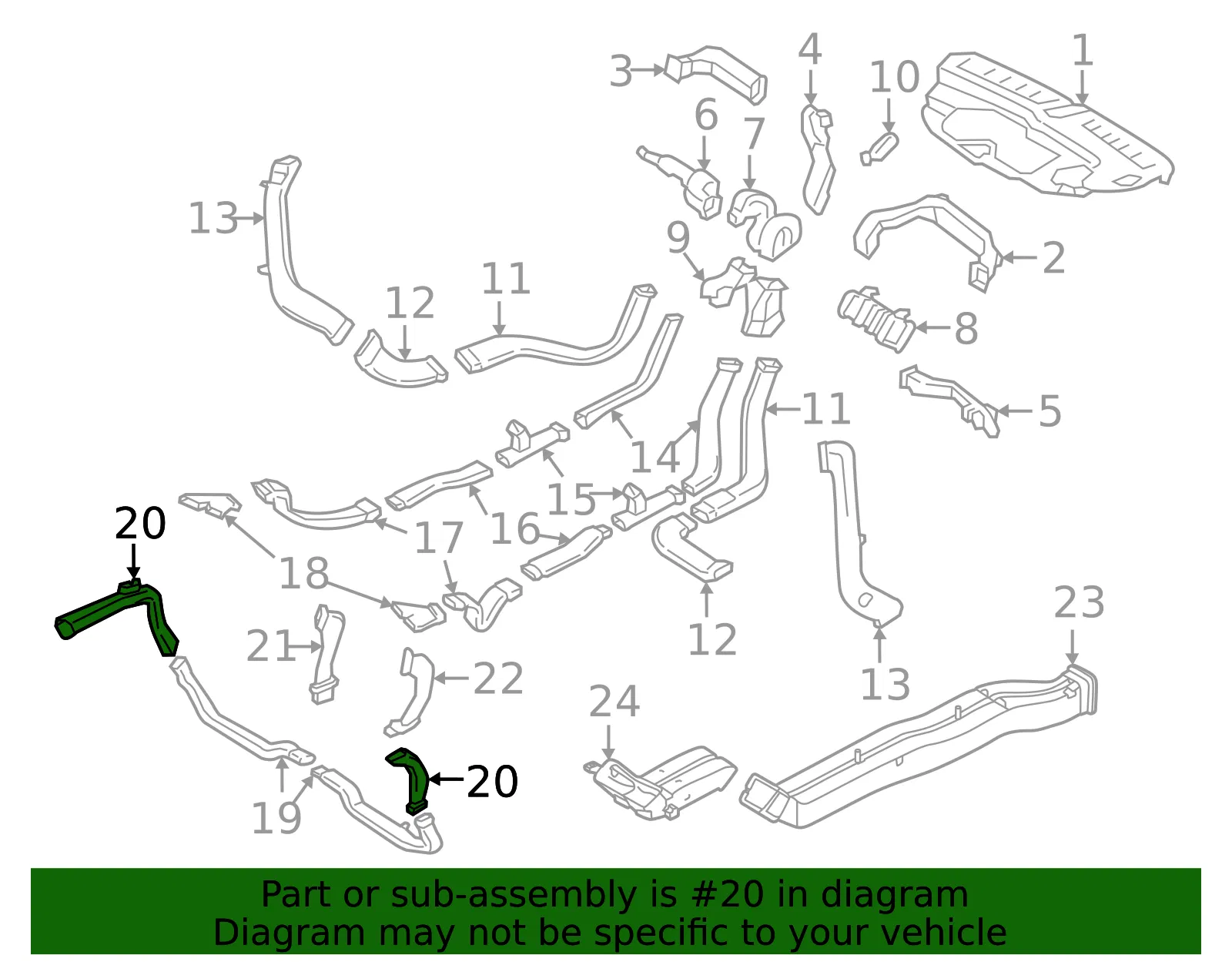Instrument Panel Air Duct - Volvo (31369402) - view 2