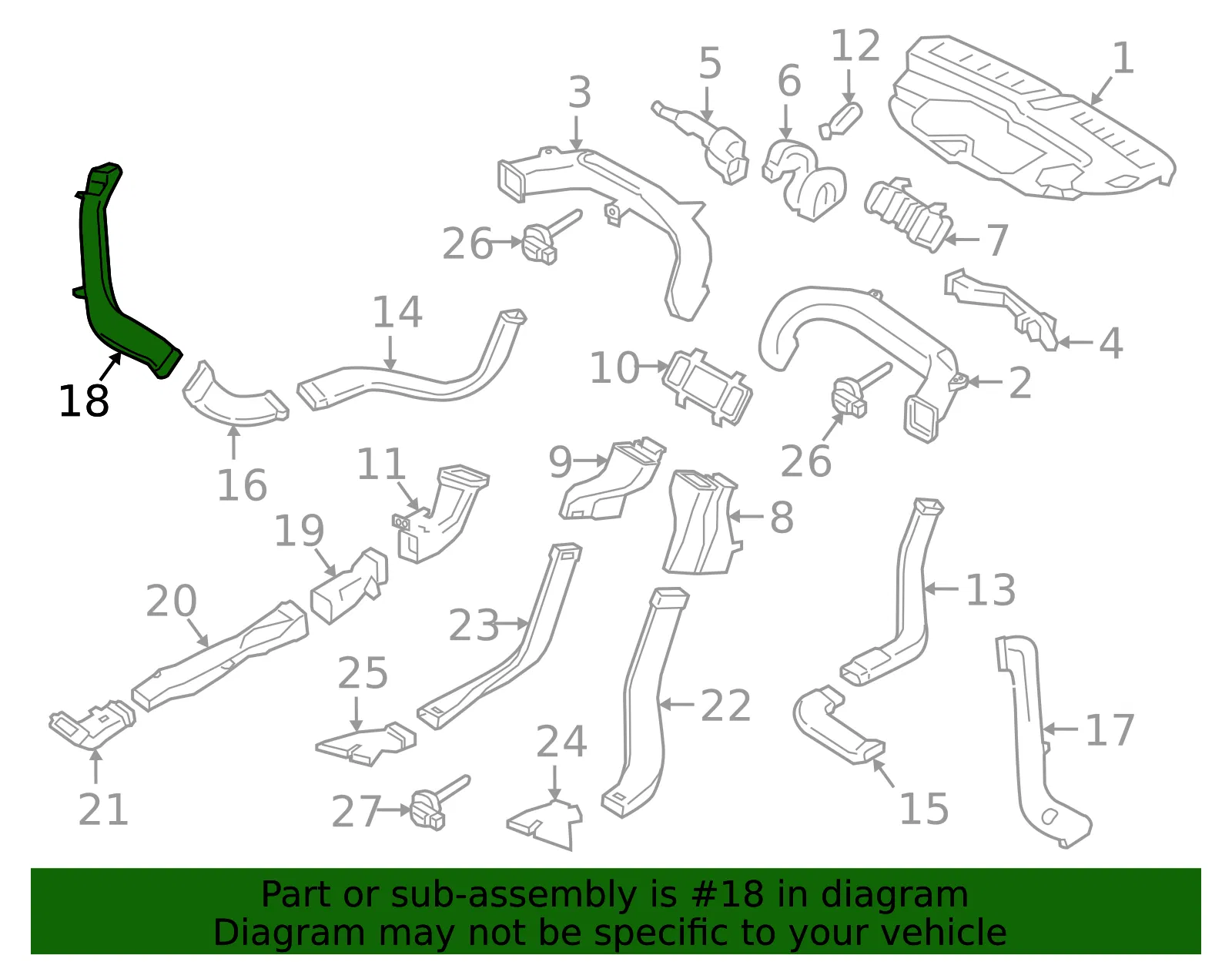 Instrument Panel Air Duct - Volvo (31369792) - view 2