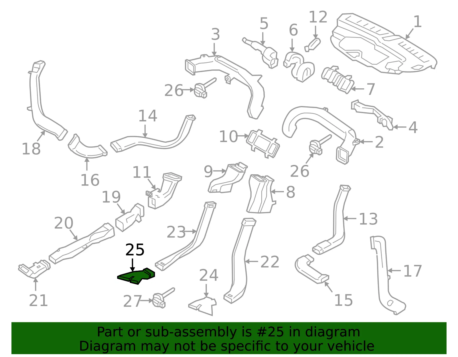 Instrument Panel Air Duct - Volvo (31369796) - view 2