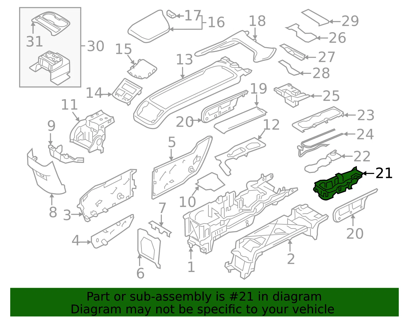 Cup Holder - Volvo (31377368) - view 2
