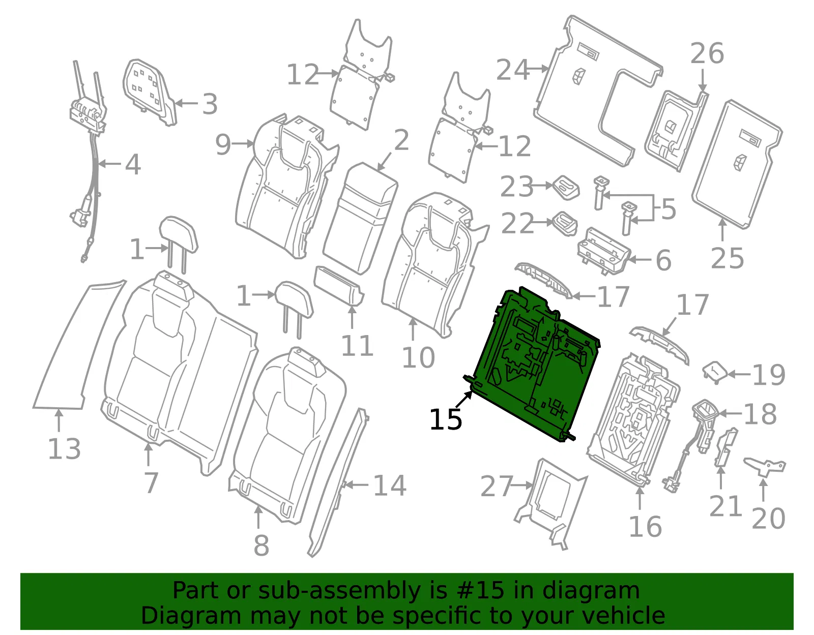Seat Back Frame - Volvo (31379191) - view 2