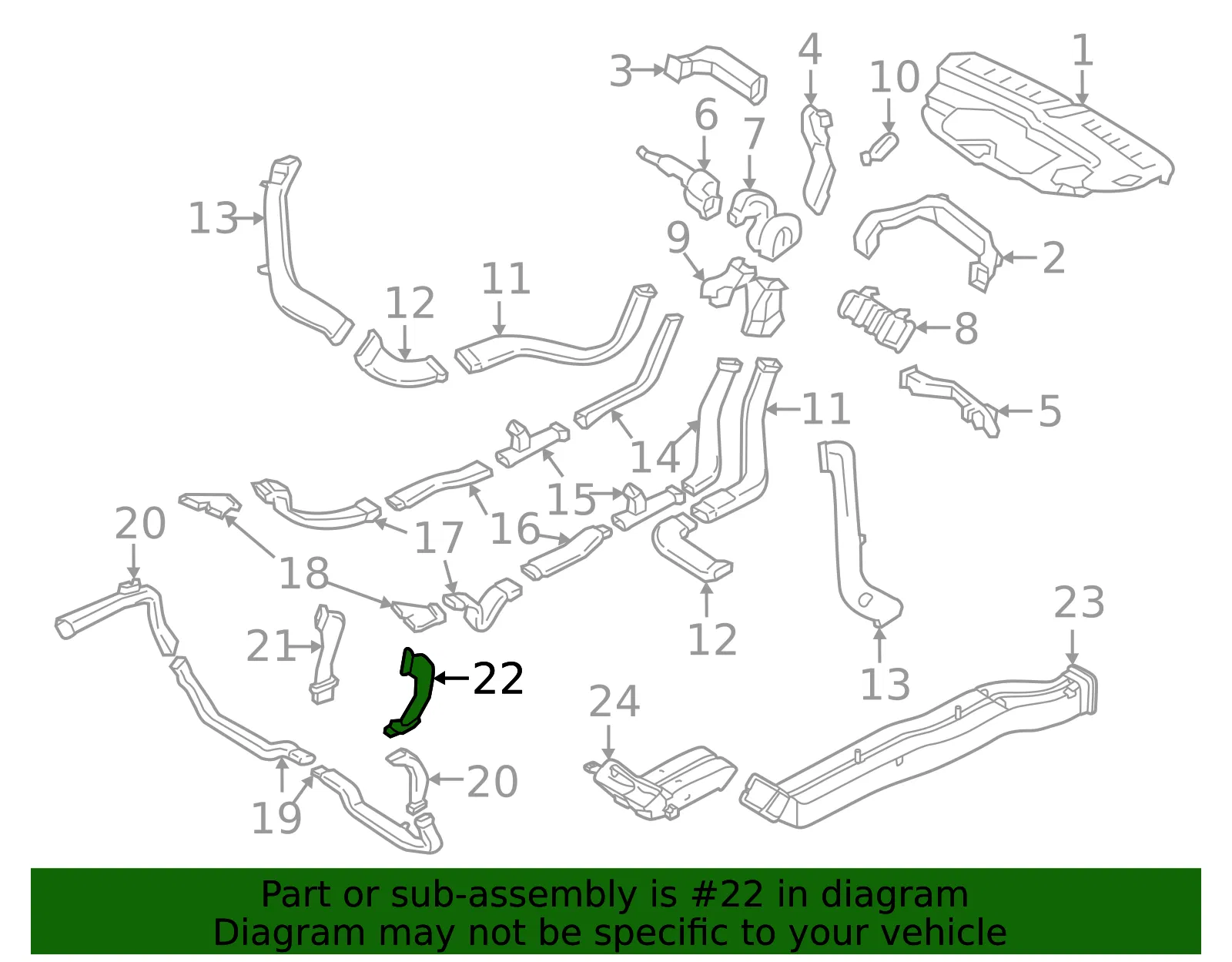 Instrument Panel Air Duct - Volvo (31390845) - view 2