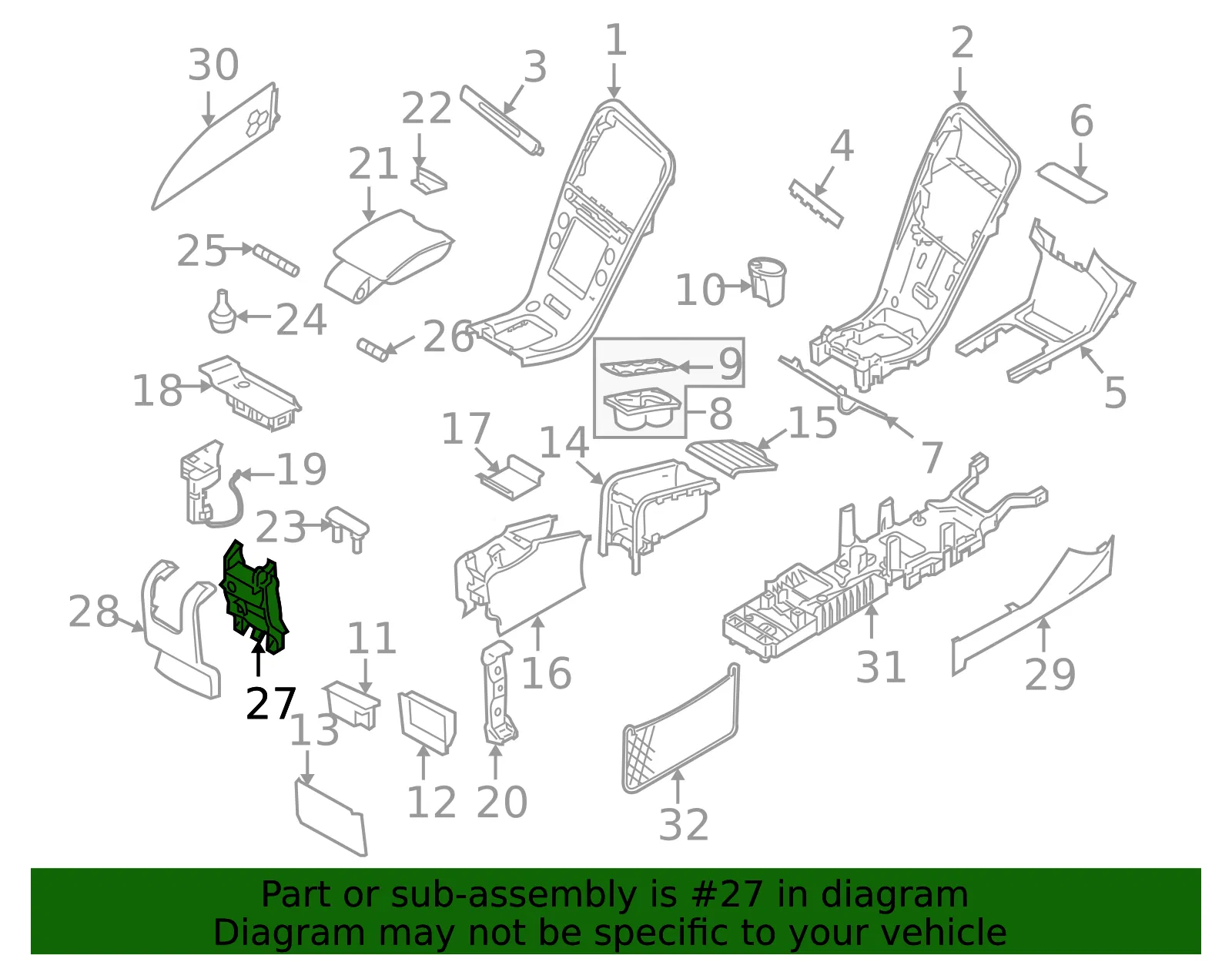 Armrest Base - Volvo (31403322) - view 2