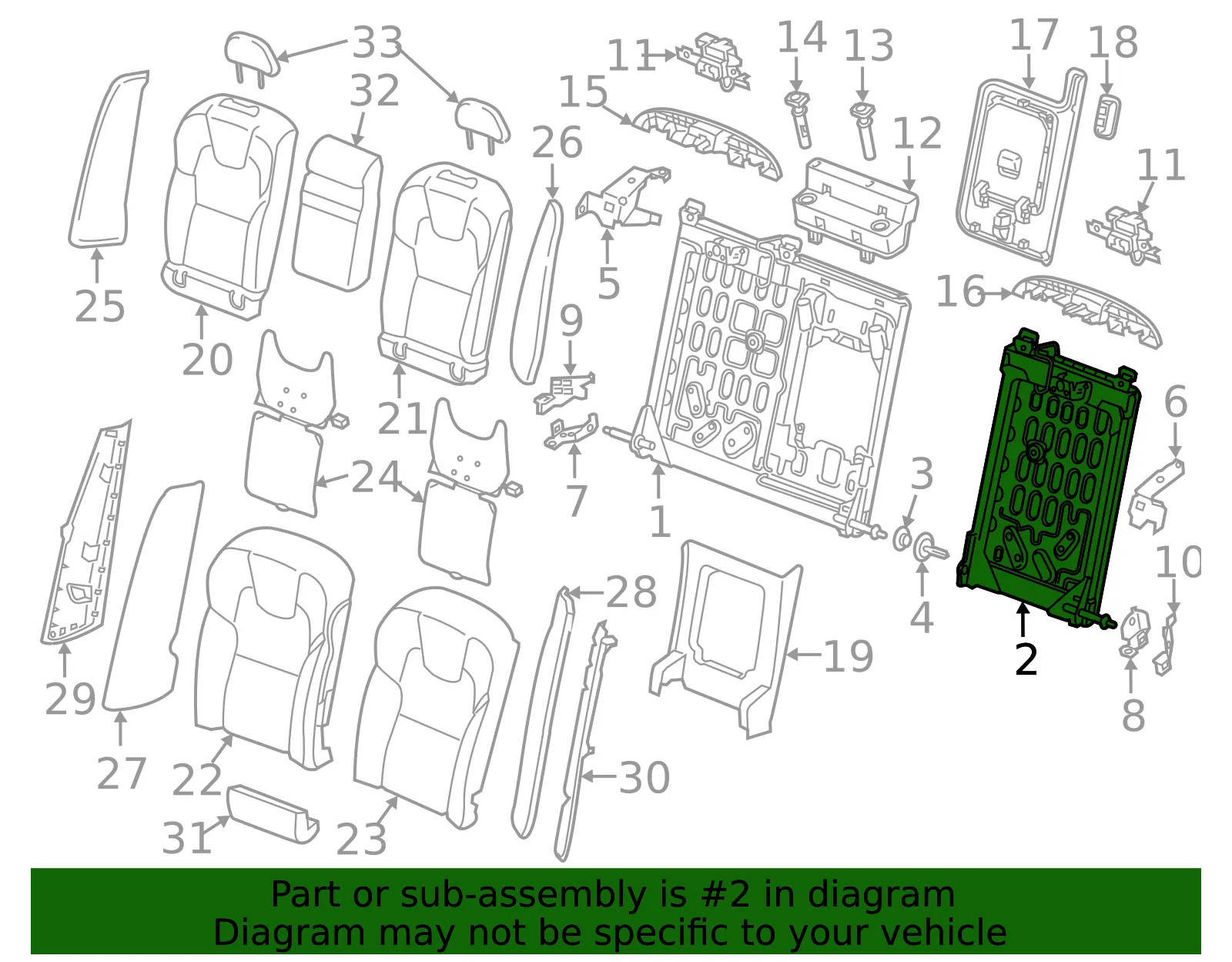 Seat Frame - Driver's Side (LH) - Volvo (31410813) - view 2