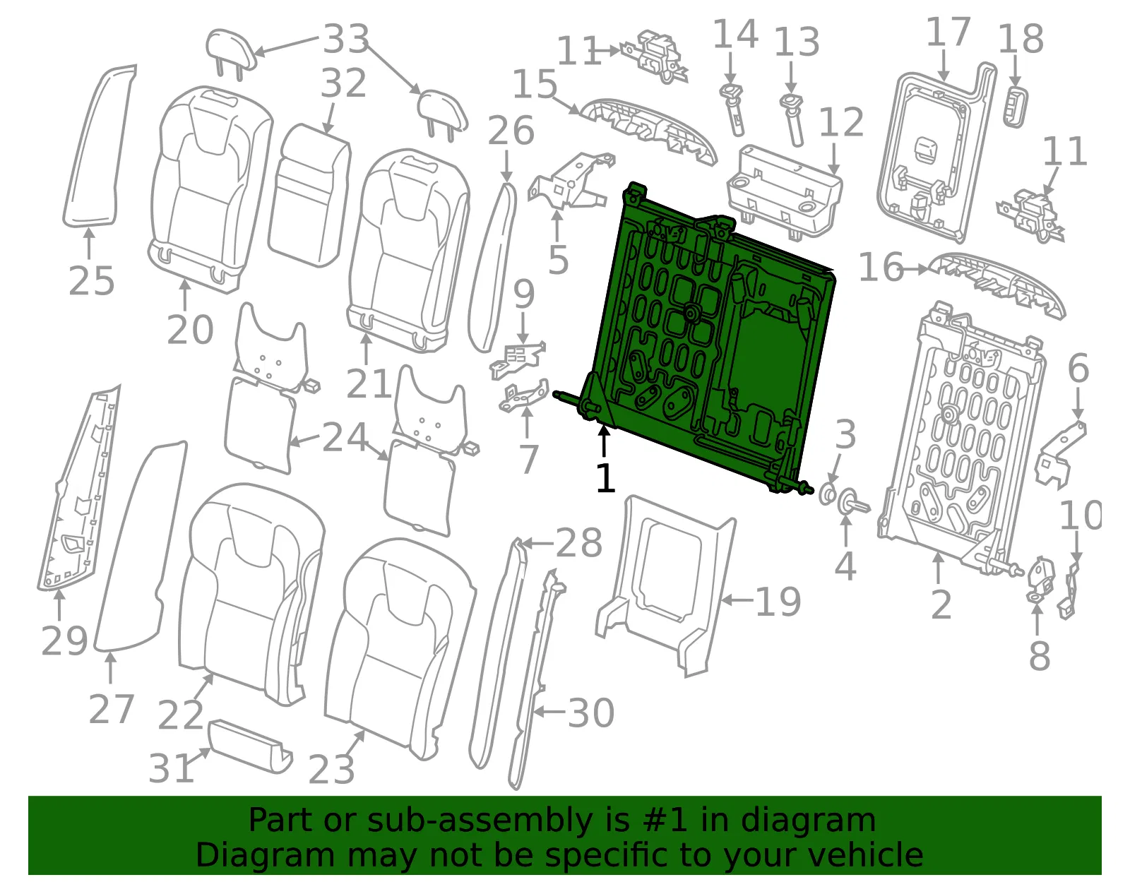 Seat Back Frame - Volvo (31410814) - view 2