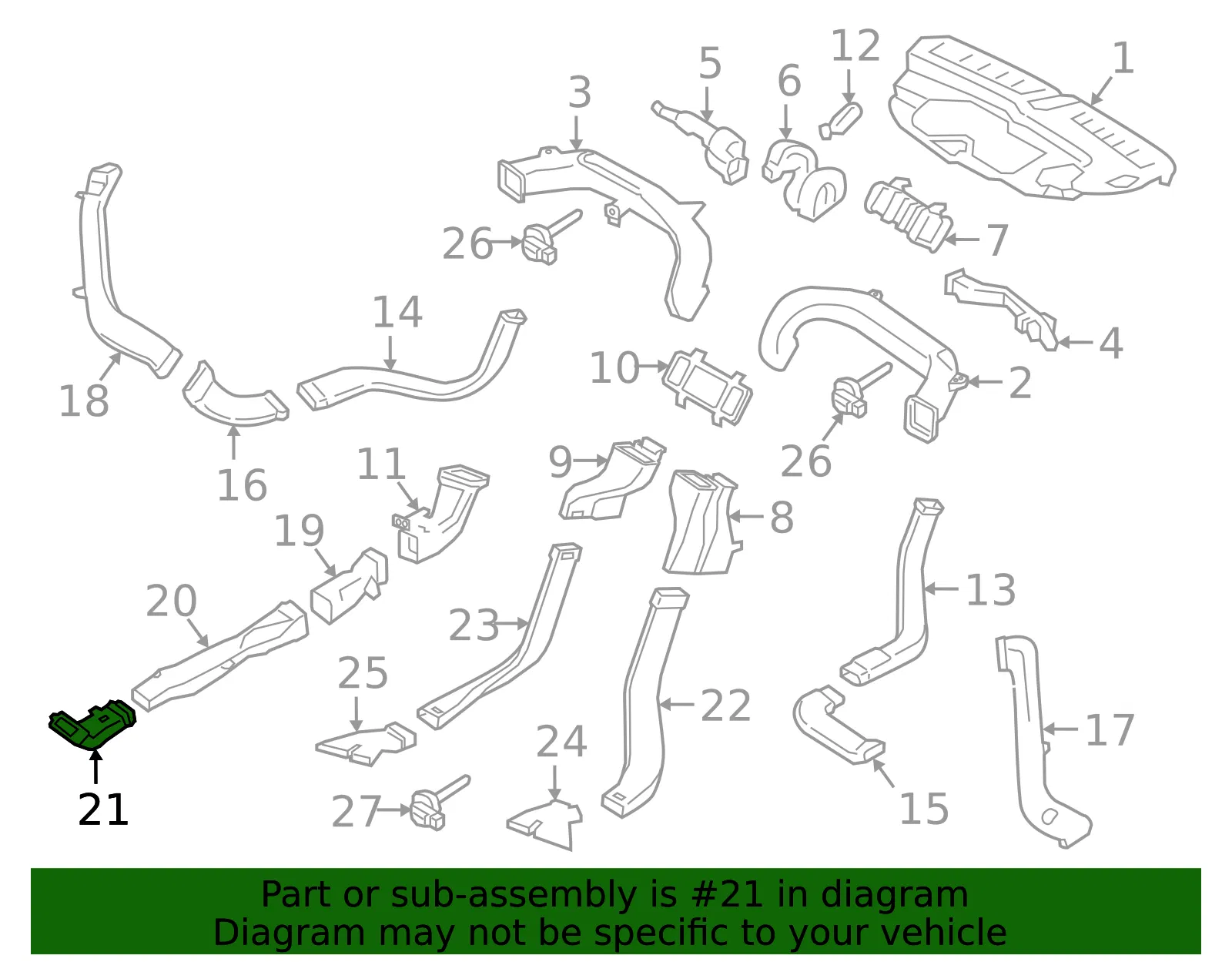 Instrument Panel Air Duct - Volvo (31415344) - view 2