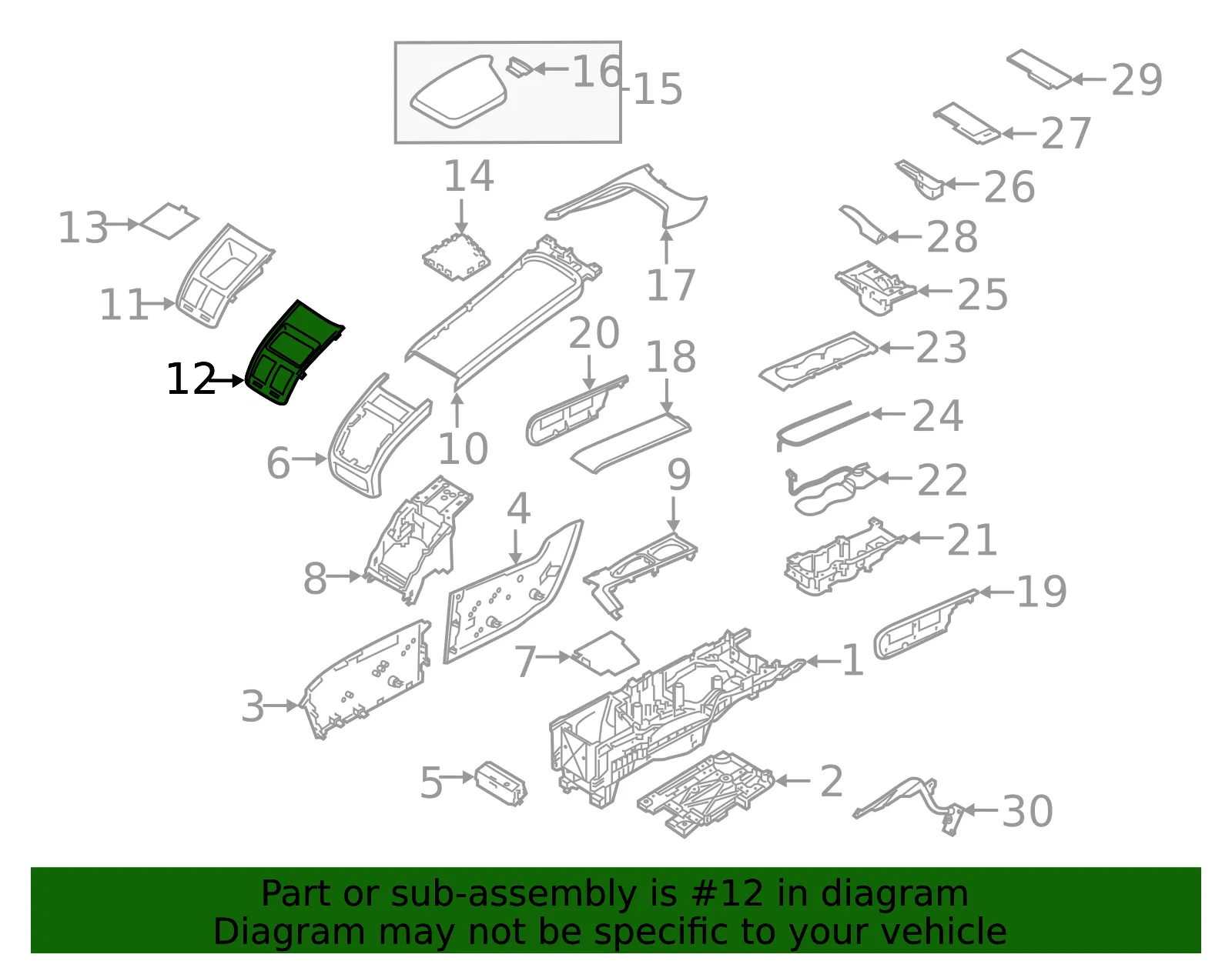 Console Trim Panel - Volvo (31415349) - view 2