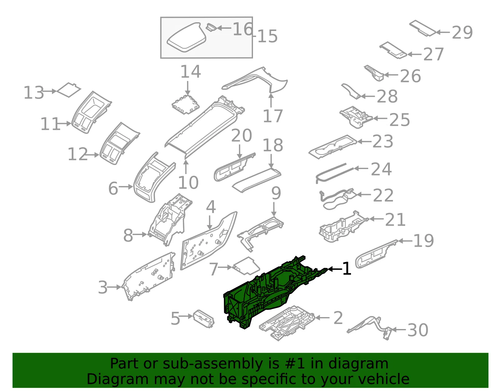 Console Housing - Volvo (31415519) - view 2
