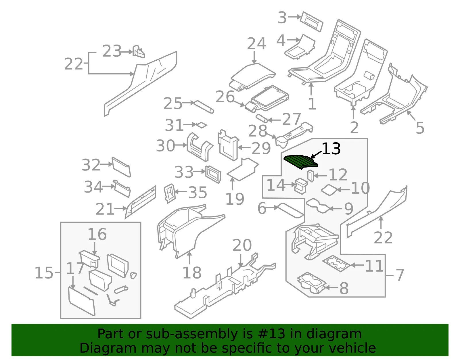 Console Lid - Volvo (31417484) - view 2