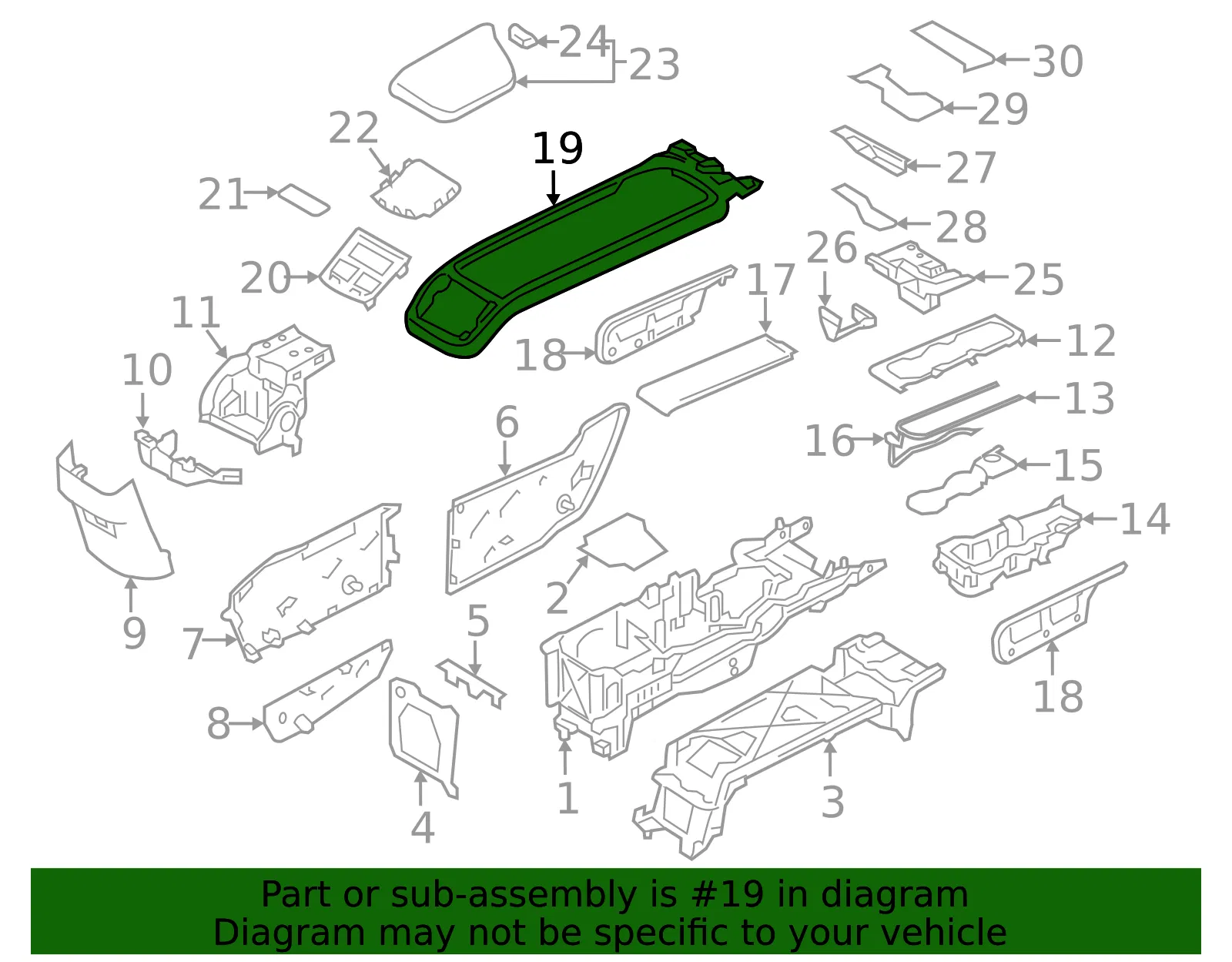 Console Trim Panel - Volvo (31417516) - view 2