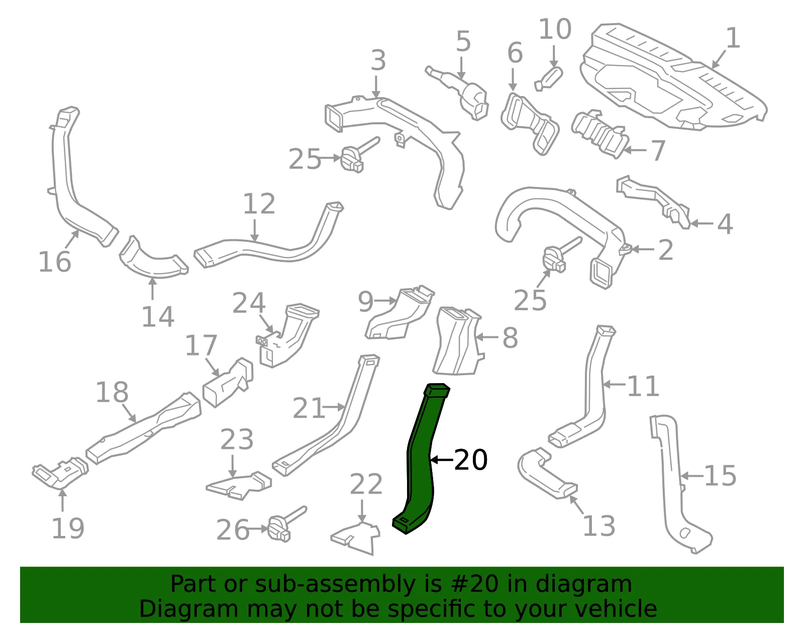 Instrument Panel Air Duct - Volvo (31418191) - view 2