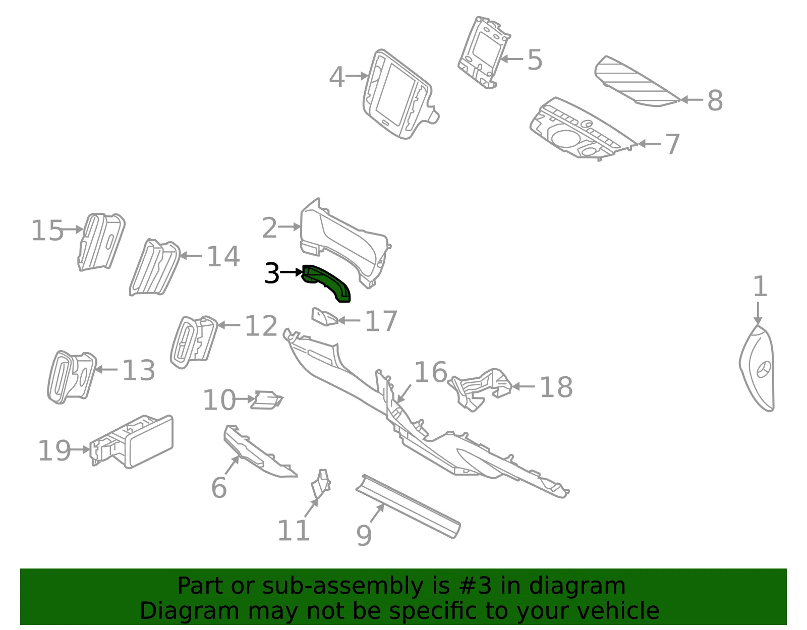 Instrument Panel Trim Panel - Volvo (31442663) - view 2