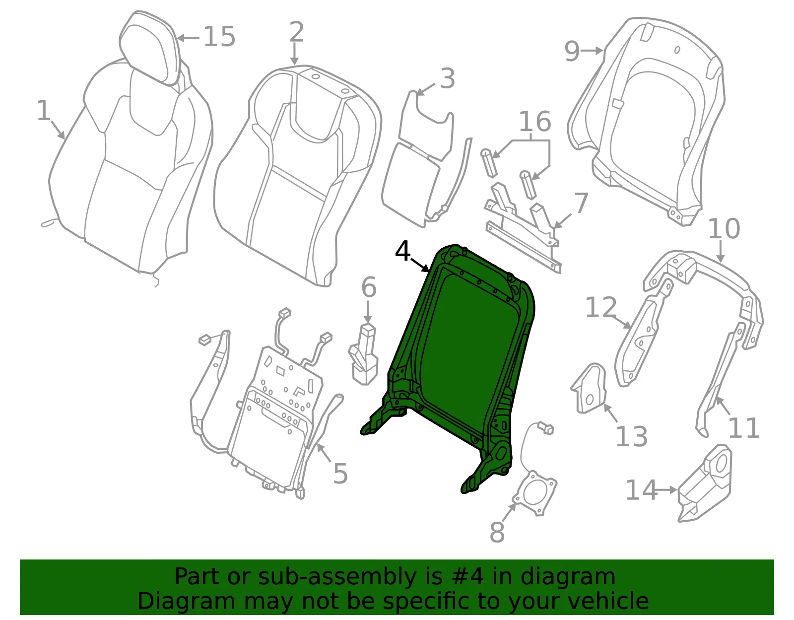 Seat Back Frame - Volvo (31446582) - view 2