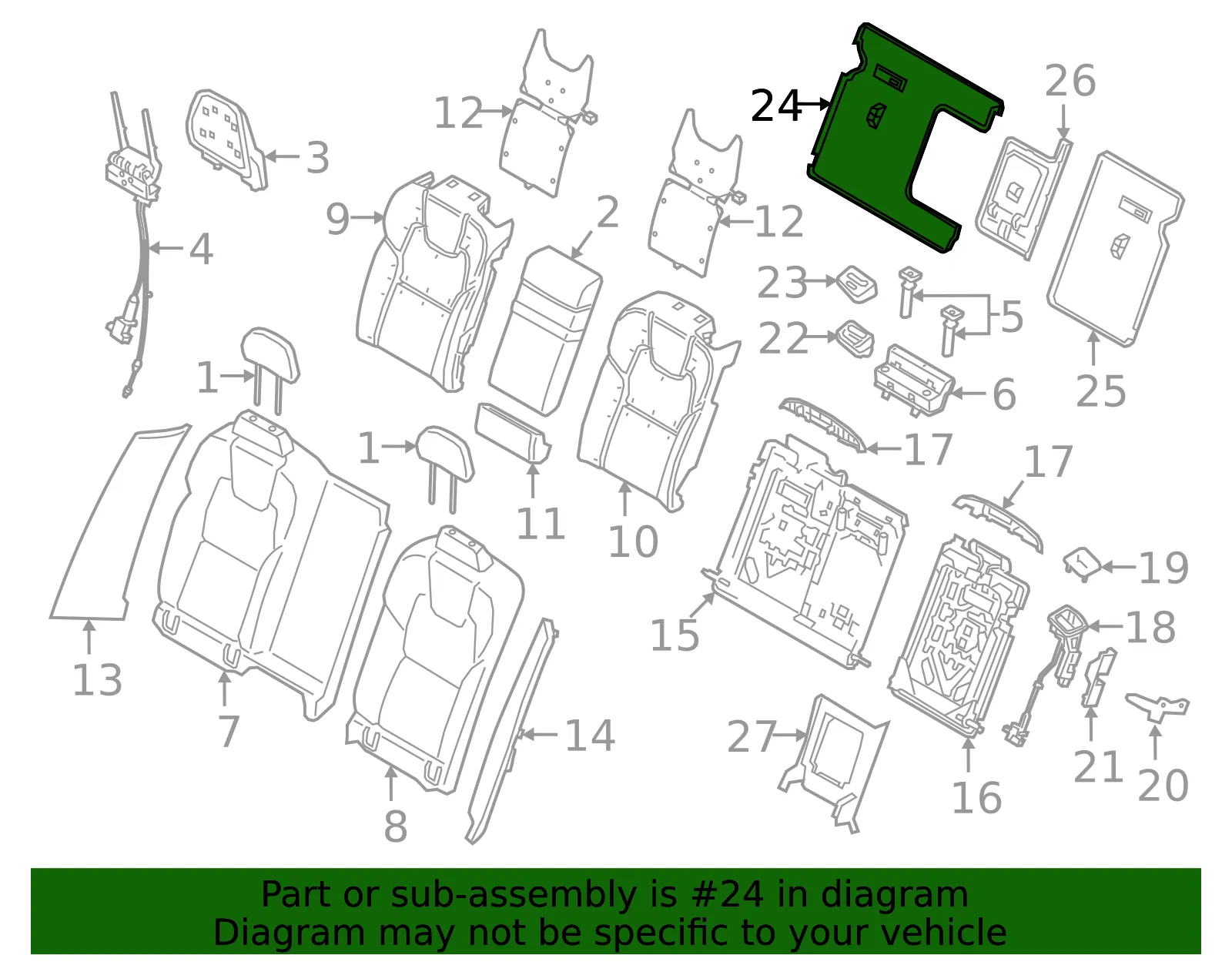 Seat Back Panel - Volvo (31446746) - view 2