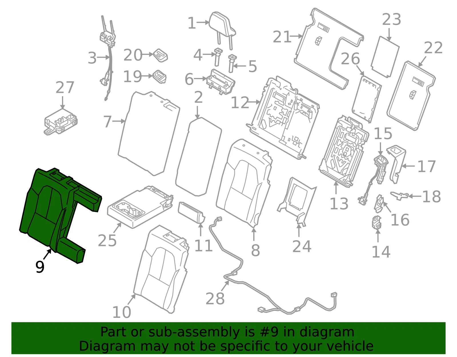 Seat Back Pad - Volvo (31446969) - view 2
