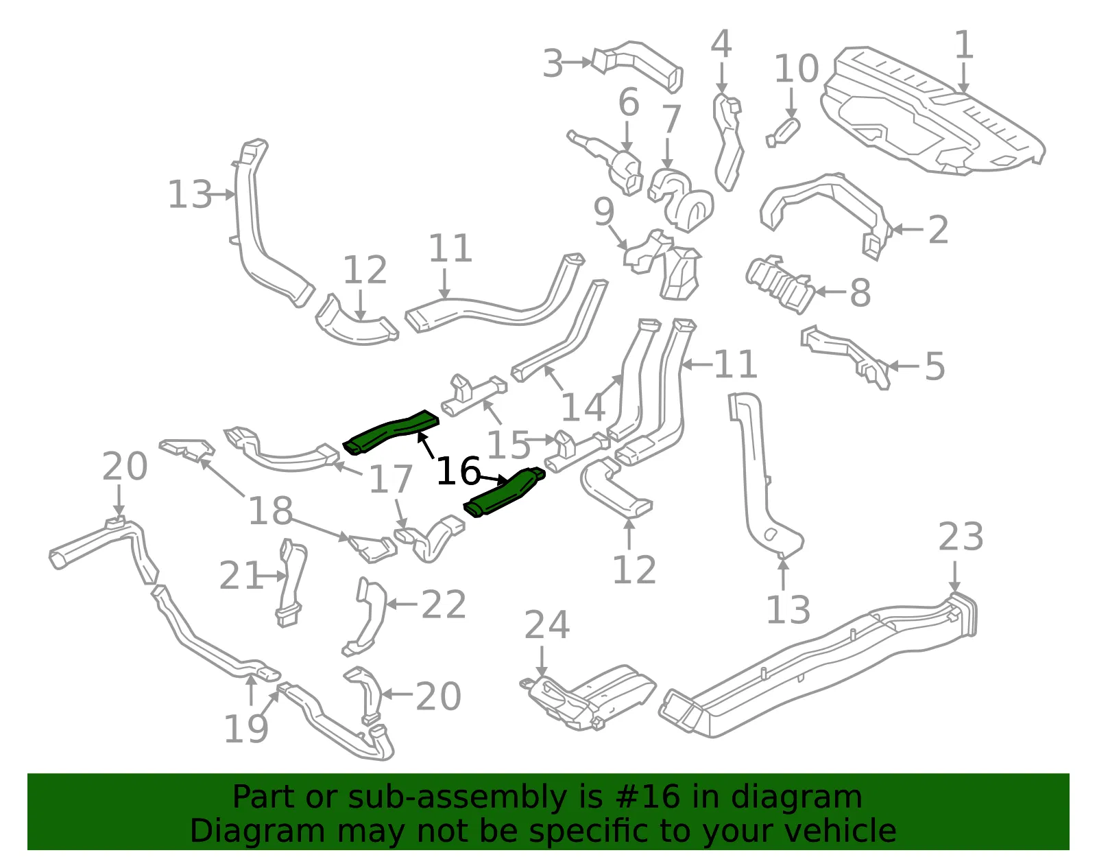 Instrument Panel Air Duct - Volvo (31449246) - view 2